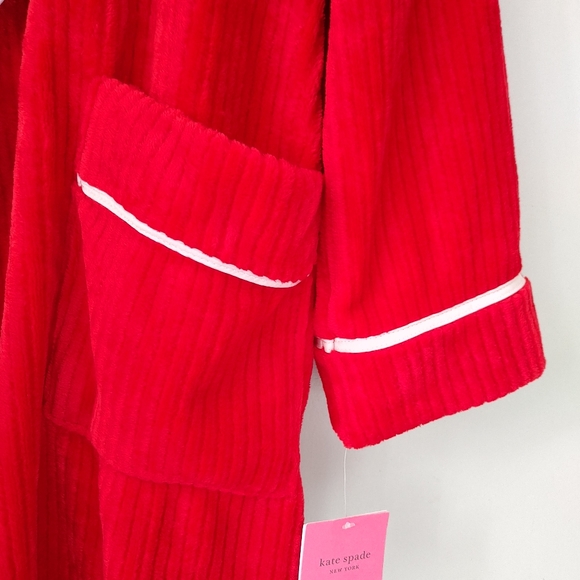 NWT Kate Spade New York Chenille Robe Fuzzy Red Size XS Small - Picture 10 of 15